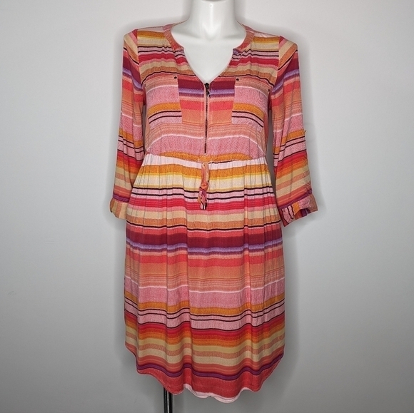 torrid Dresses & Skirts - ✨3/$15 Torrid pink orange yellow striped drawstring waist dress 10